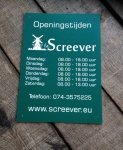 Openingstijden bordje