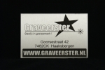 Naambord RVS, afmeting 12x18 cm. Euro 45,00 incl. ophangsysteem.
